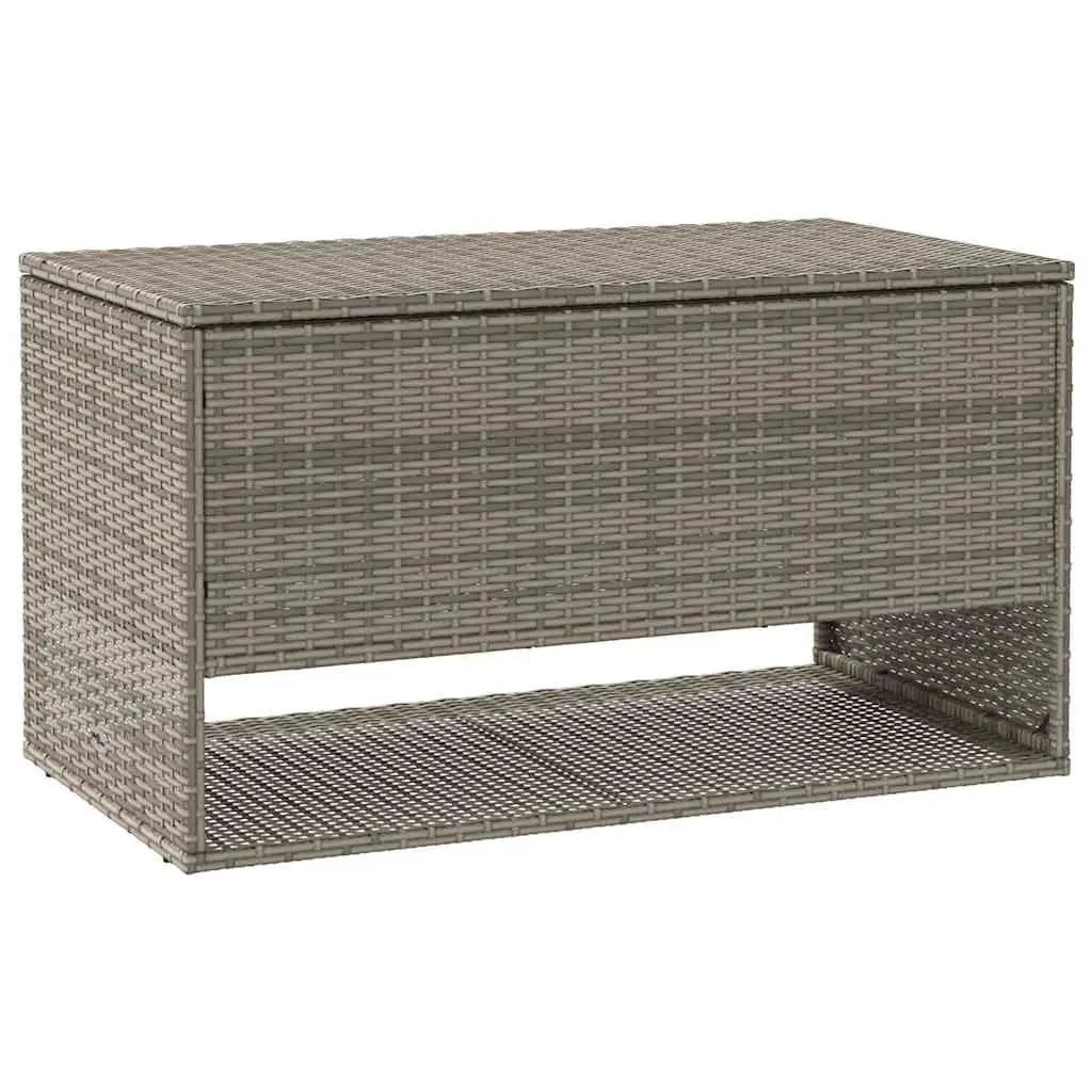 Outdoor Storage Box Grey Poly Rattan Garden Furniture Cushion Organiser