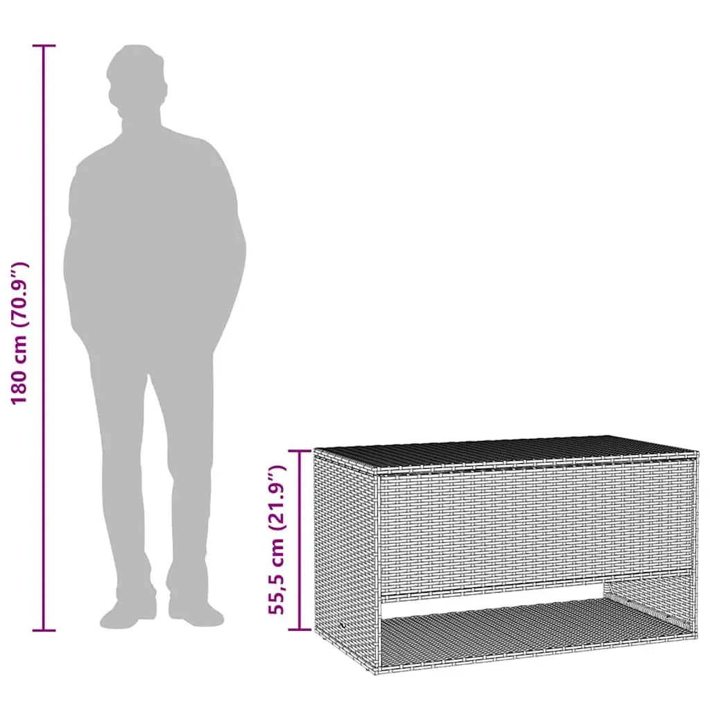 Outdoor Storage Box Grey Poly Rattan Garden Furniture Cushion Organiser