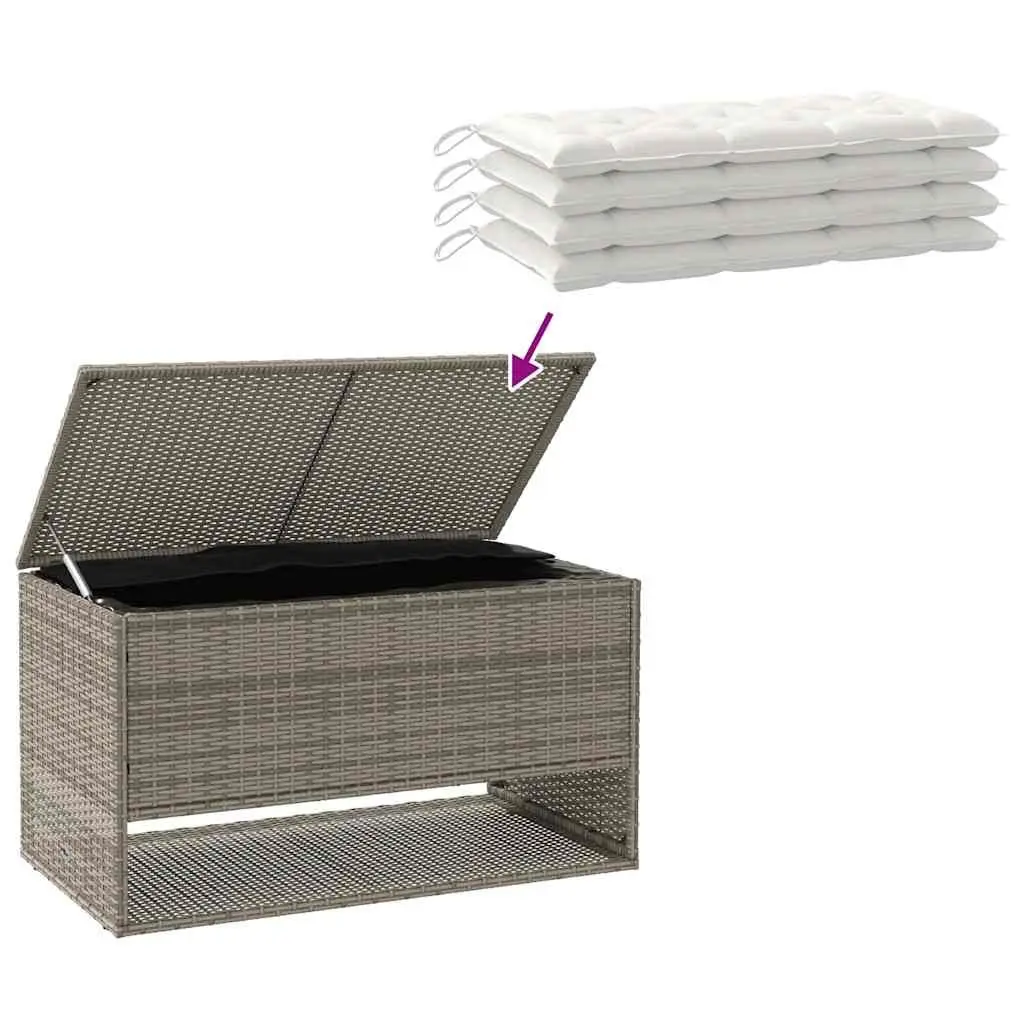Outdoor Storage Box Grey Poly Rattan Garden Furniture Cushion Organiser