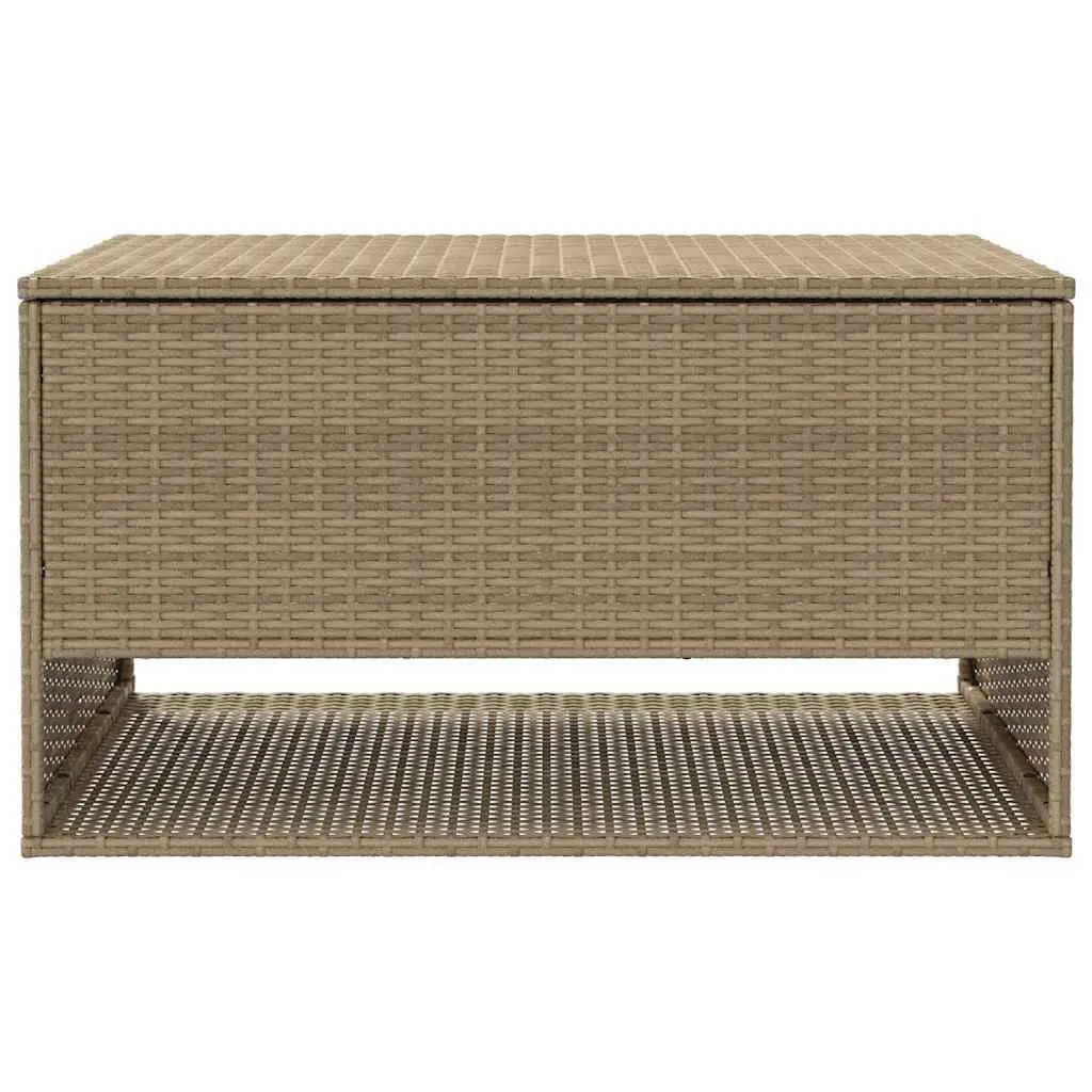 Outdoor Storage Box Beige Poly Rattan Garden Furniture Cushion Organizer