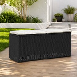 Black Garden Bench with Cushion for Outdoor Spaces