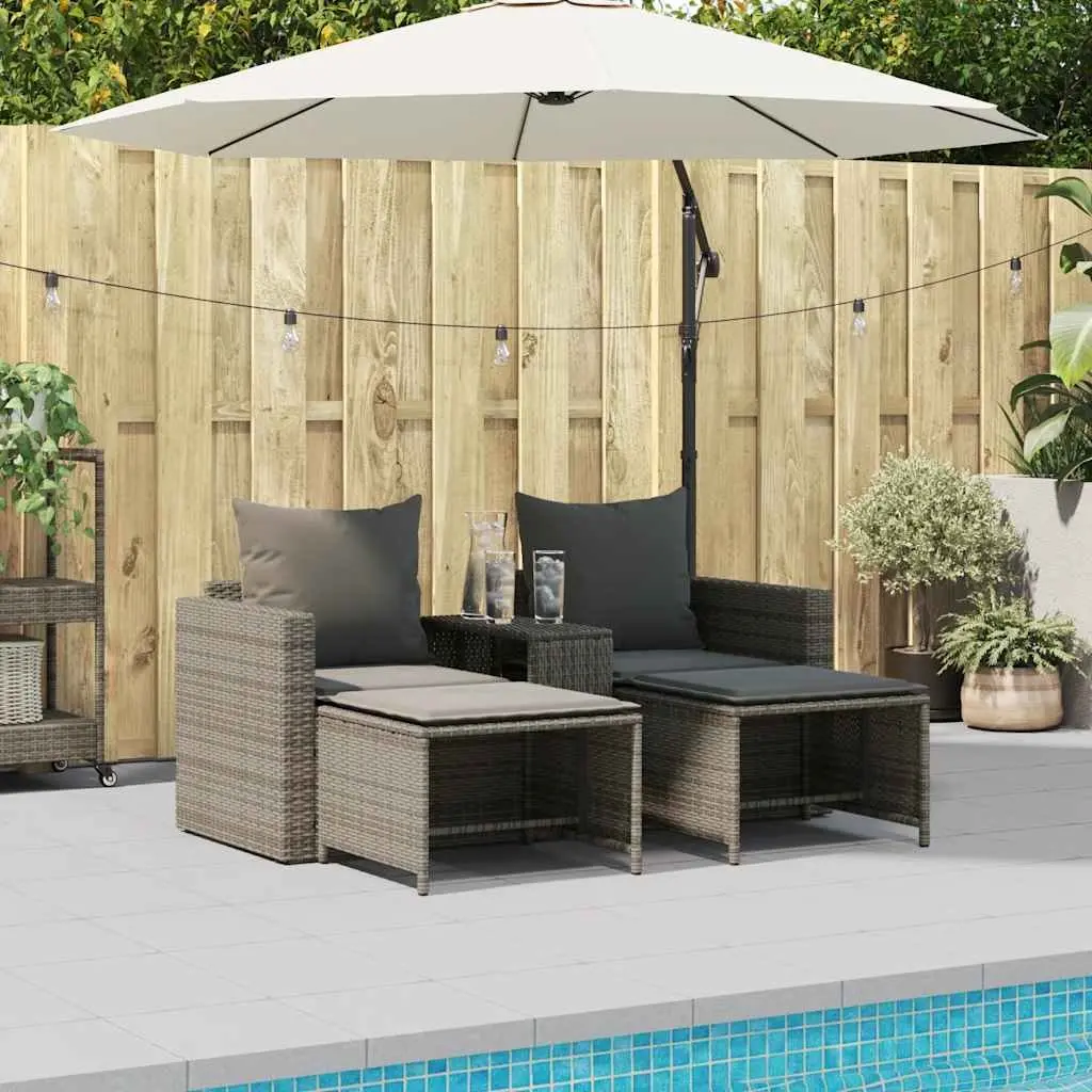 Garden Sofa Set PE Rattan 5 Piece Modular Stackable Outdoor Seating Grey