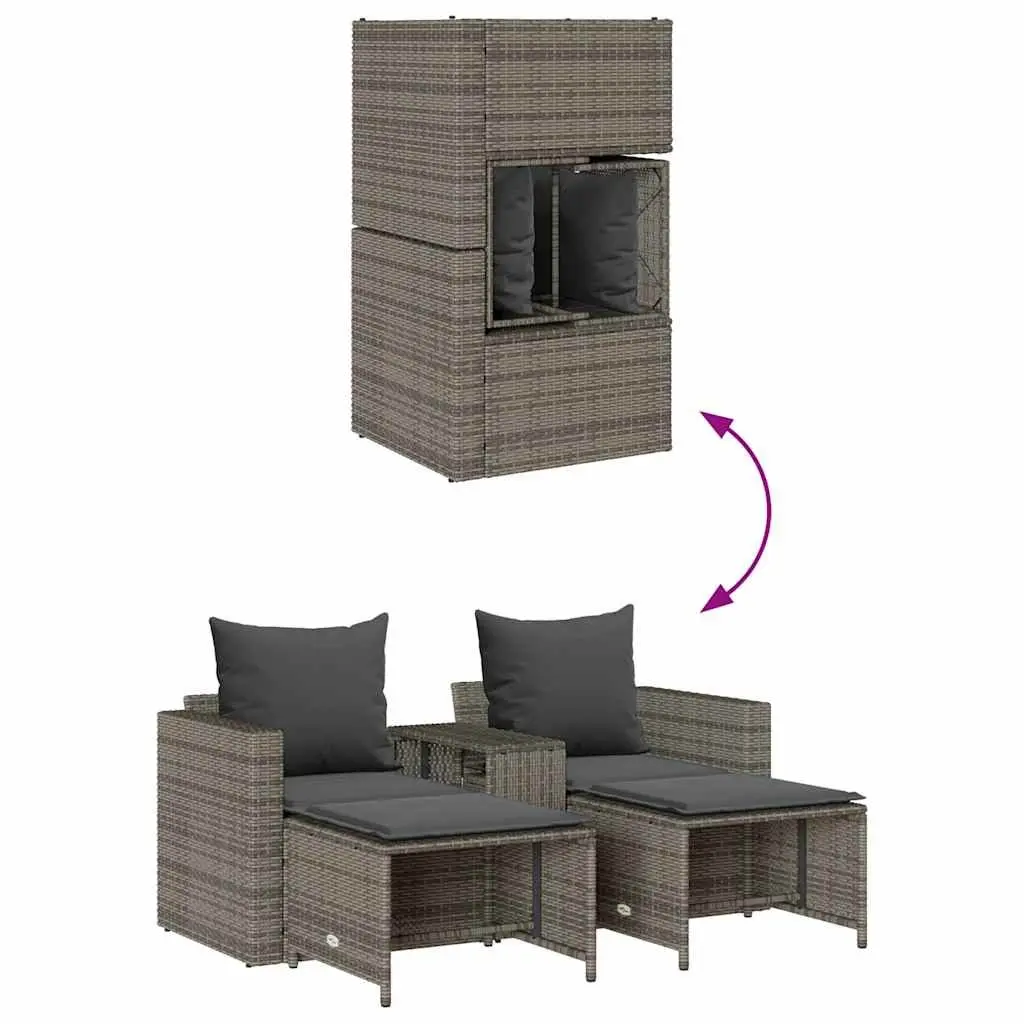 Garden Sofa Set PE Rattan 5 Piece Modular Stackable Outdoor Seating Grey