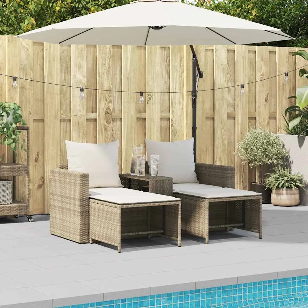 5 Piece Outdoor Sofa Set Modular Stackable Beige PE Rattan