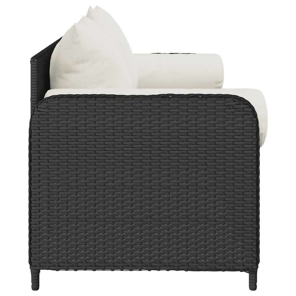3-Seater Black Garden Sofa for Outdoor Use