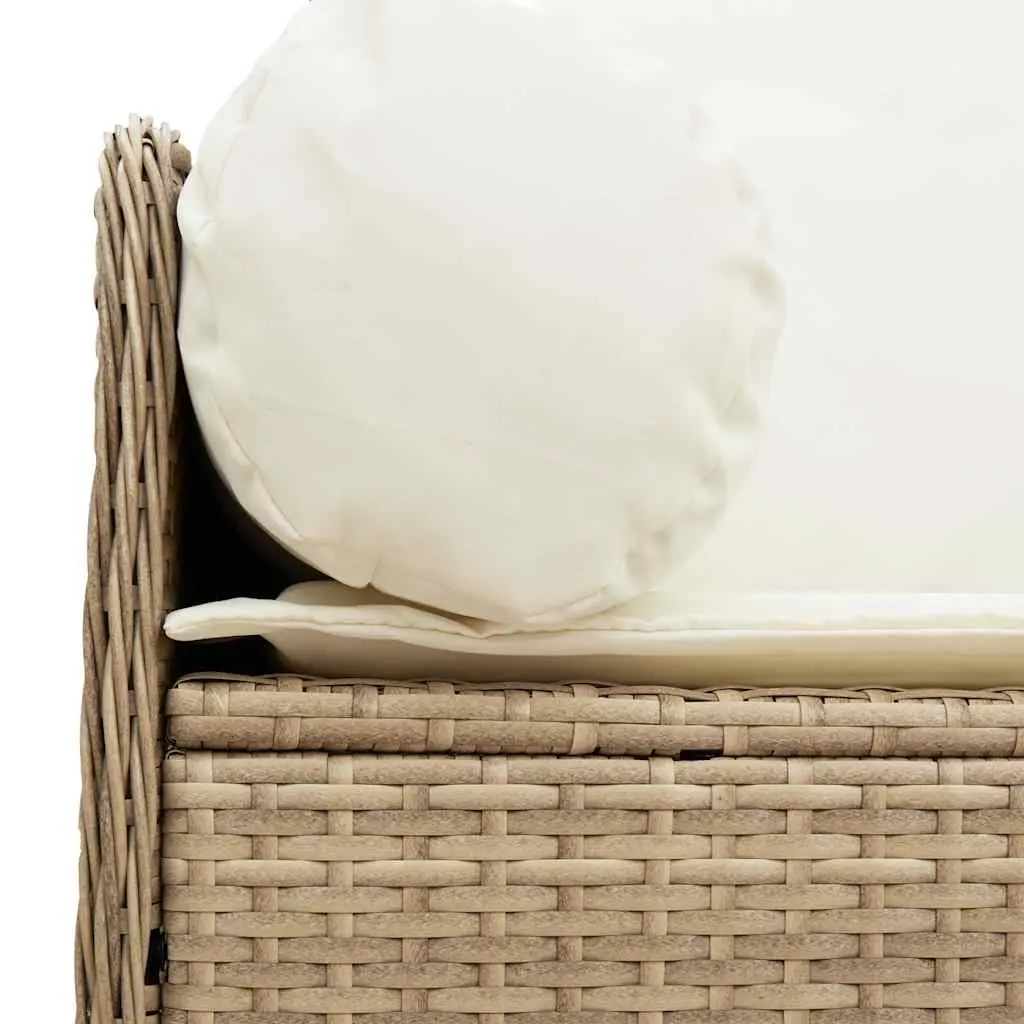 Outdoor Garden Sofa 3-Seater with Cushions Poly Rattan Beige Patio Furniture