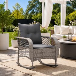 Versatile Grey Rocking Chair for Patio and Garden Use