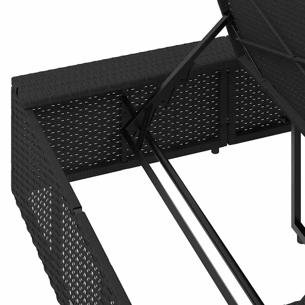 Sun Lounger PE Rattan Adjustable Backrest Black with Floating Cushion