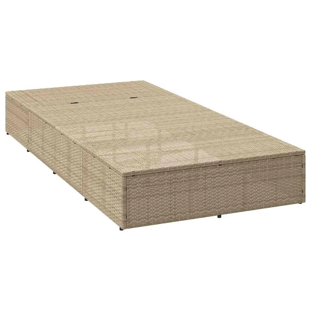 Sun Lounger Adjustable Backrest Outdoor Daybed Beige Poly Rattan Floating