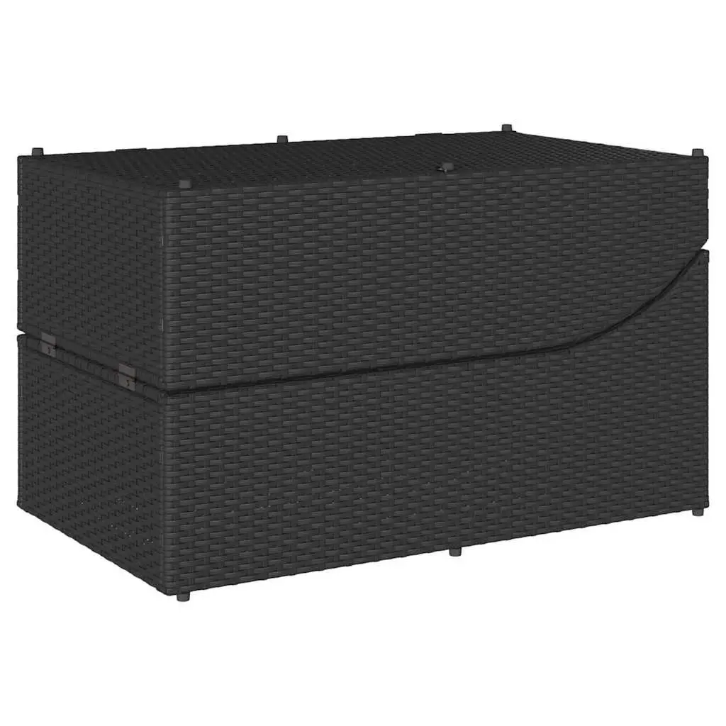 Folding Sun Lounger PE Rattan Adjustable Reclining Chair with Cushion Black