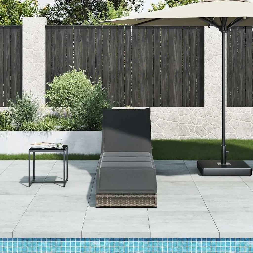 Grey Sun Lounger with Cushion and Storage