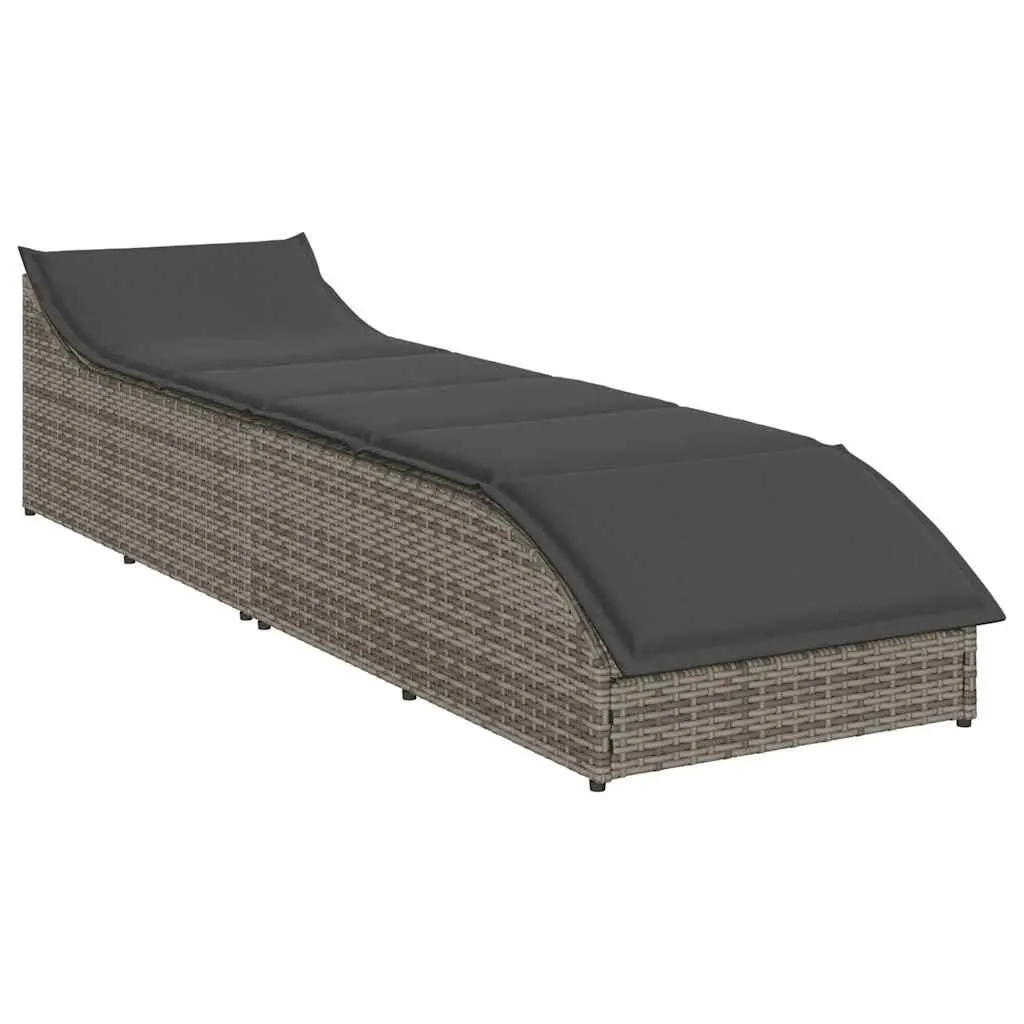 Grey Sun Lounger with Cushion and Storage
