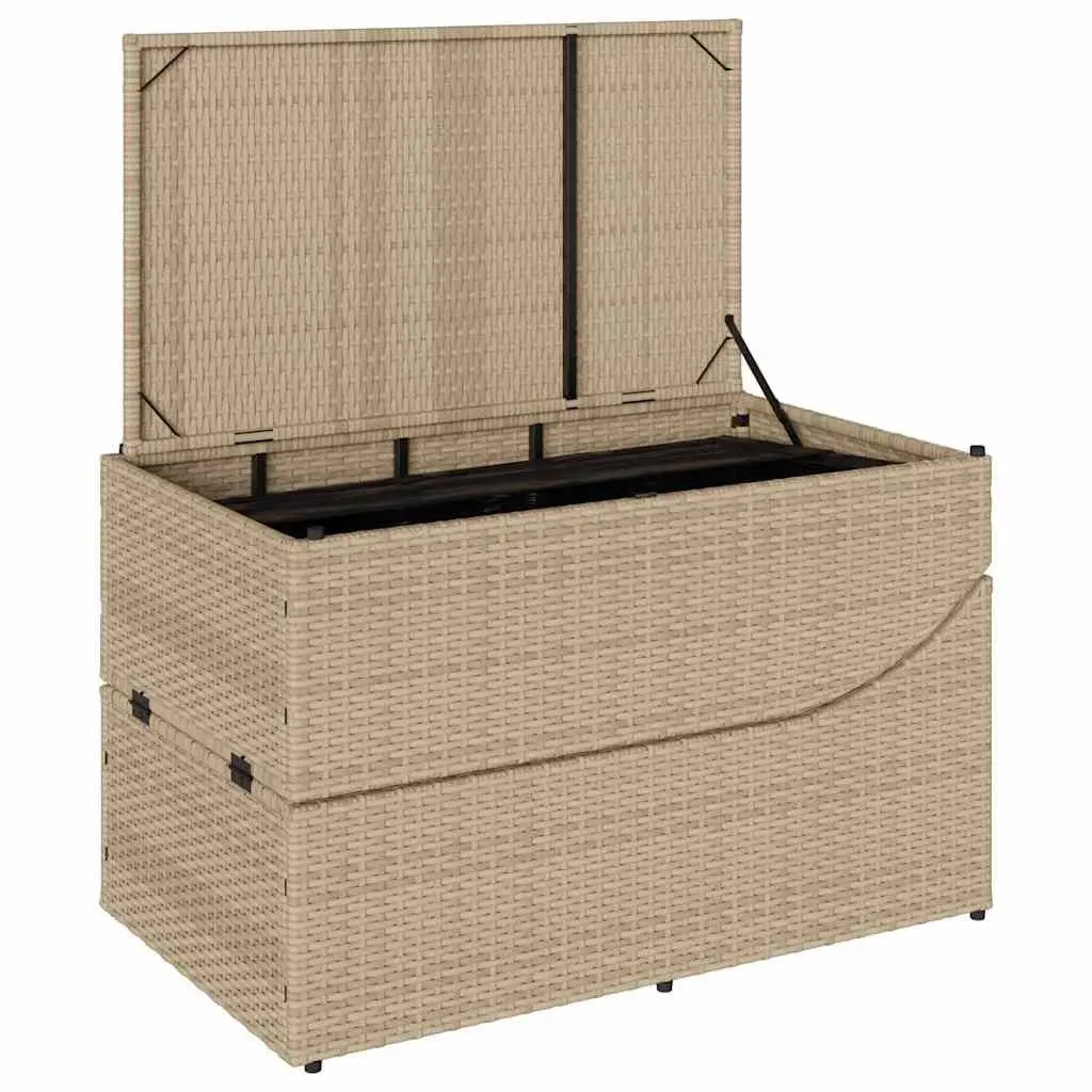 Folding Sun Lounger Adjustable Recliner PE Rattan Beige with Cushion