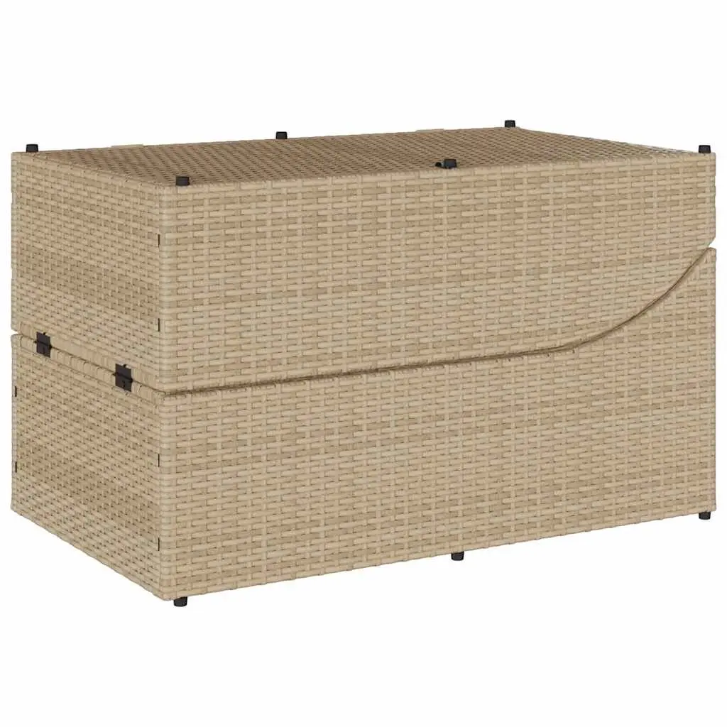 Folding Sun Lounger Adjustable Recliner PE Rattan Beige with Cushion