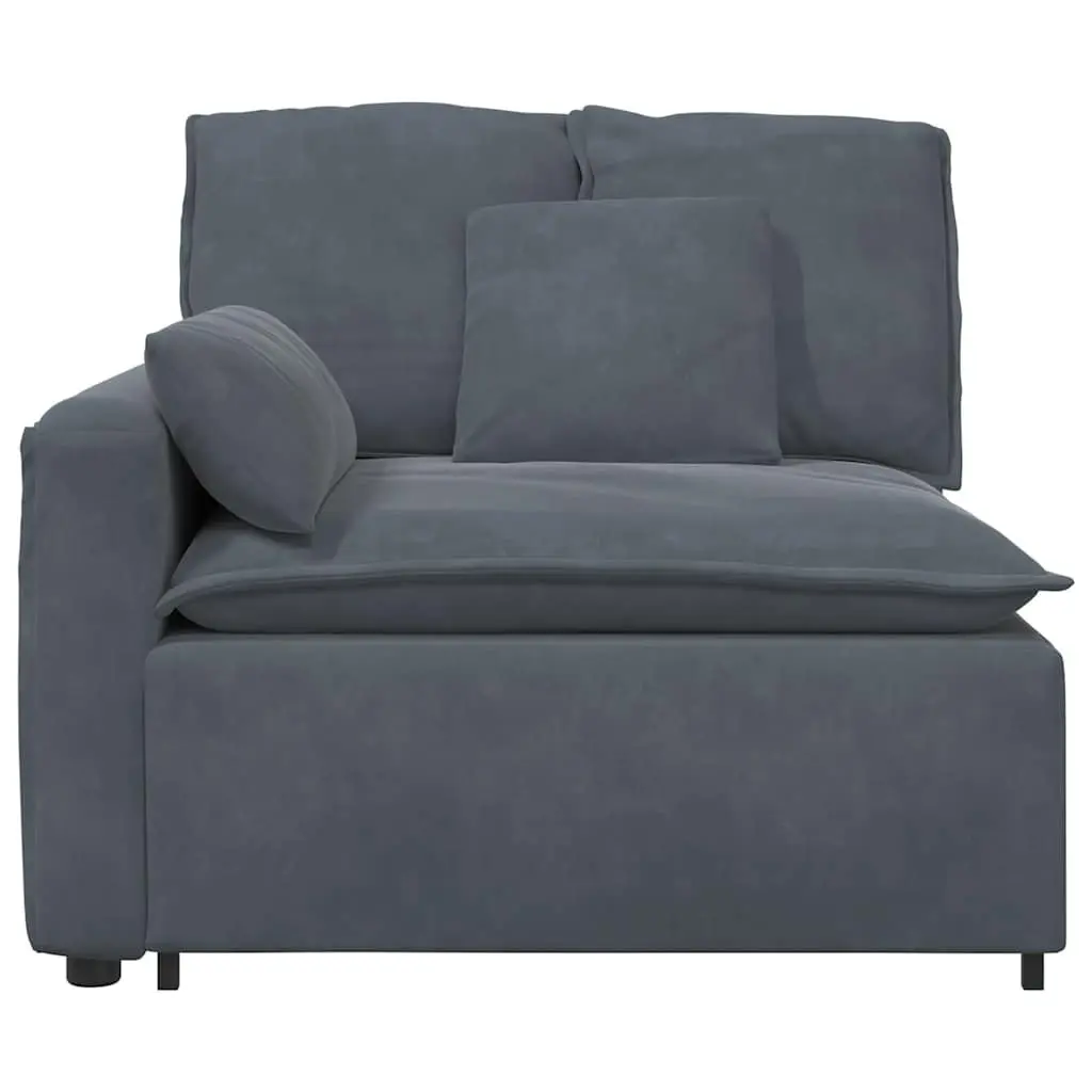 Modular Sofa Armrest End Module Velvet Grey 100cm
