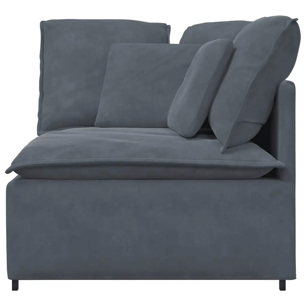 Modular Sofa Corner Unit Velvet 100cm Grey Sectional Seating