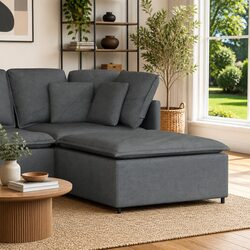 Modular Sofa Footstool Module Grey 100x100x48 cm Sectional Unit Seating