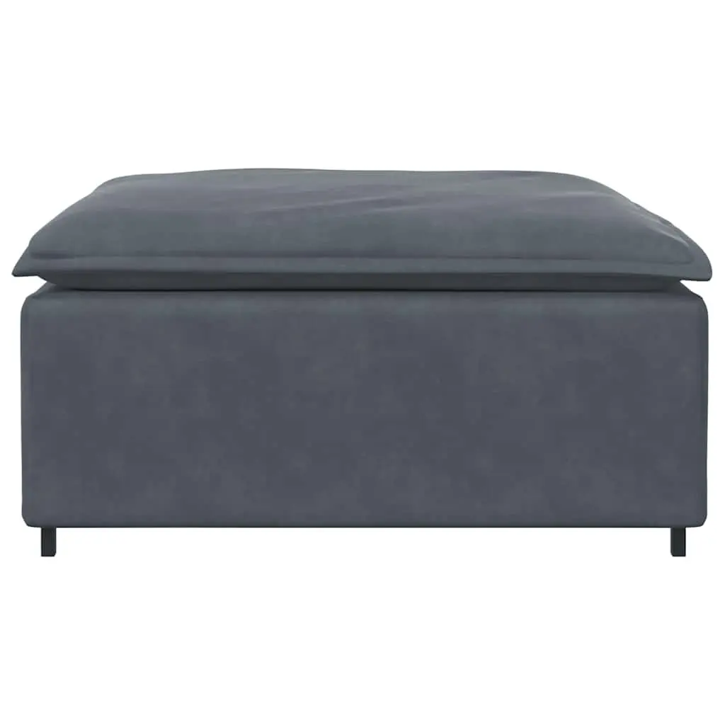 Modular Sofa Footstool Velvet Grey Ottoman Cushioned Seating 100 x 100 x 48 cm