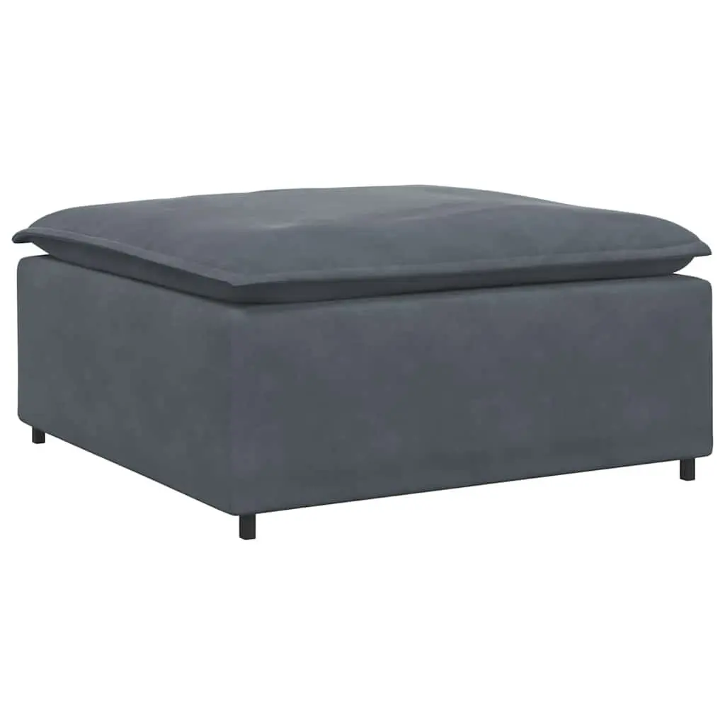 Modular Sofa Footstool Velvet Grey Ottoman Cushioned Seating 100 x 100 x 48 cm