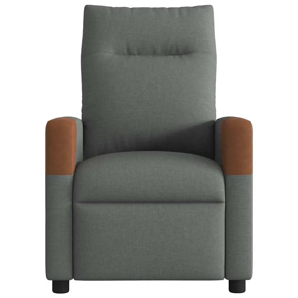 Recliner Chair Grey Fabric Manual Recline Armchair Lounge Seat Home Furniture