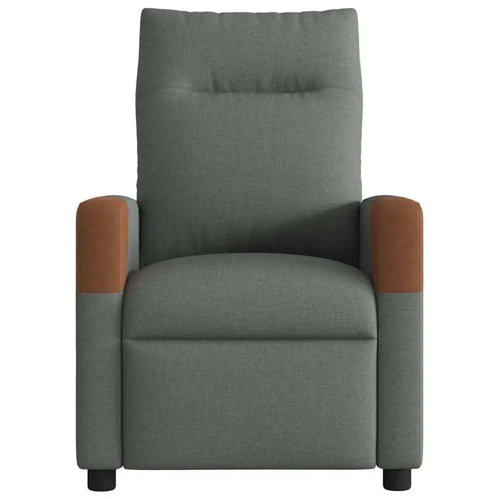 Massage Recliner Chair Grey Fabric Manual Recline 6 Point Vibration Armchair