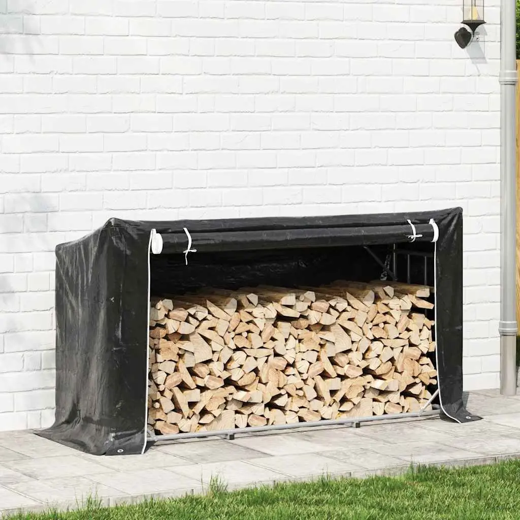 Firewood Rack with Zippered Rain Cover Elevated Design Large Capacity Storage