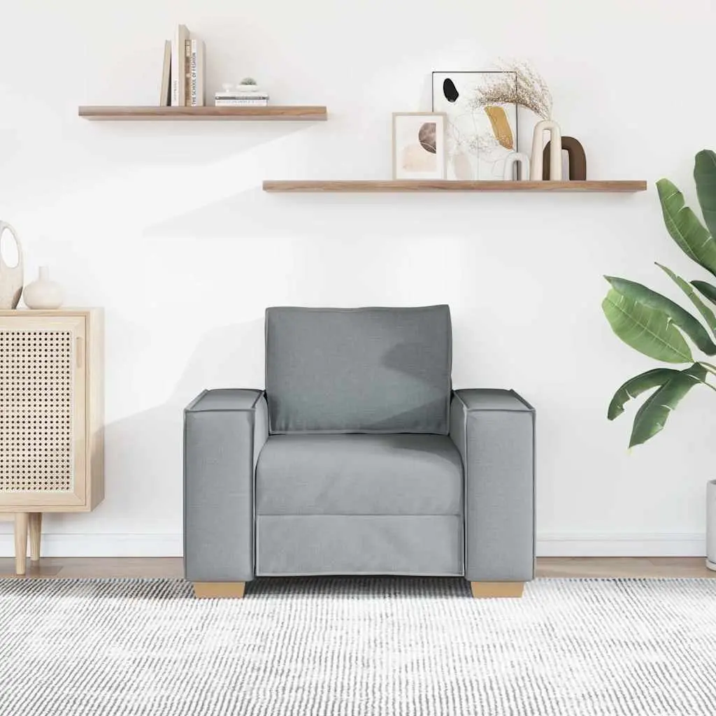 Sofa Chair Light Grey Fabric Lounge Seat Armrest Padded Backrest Living Room