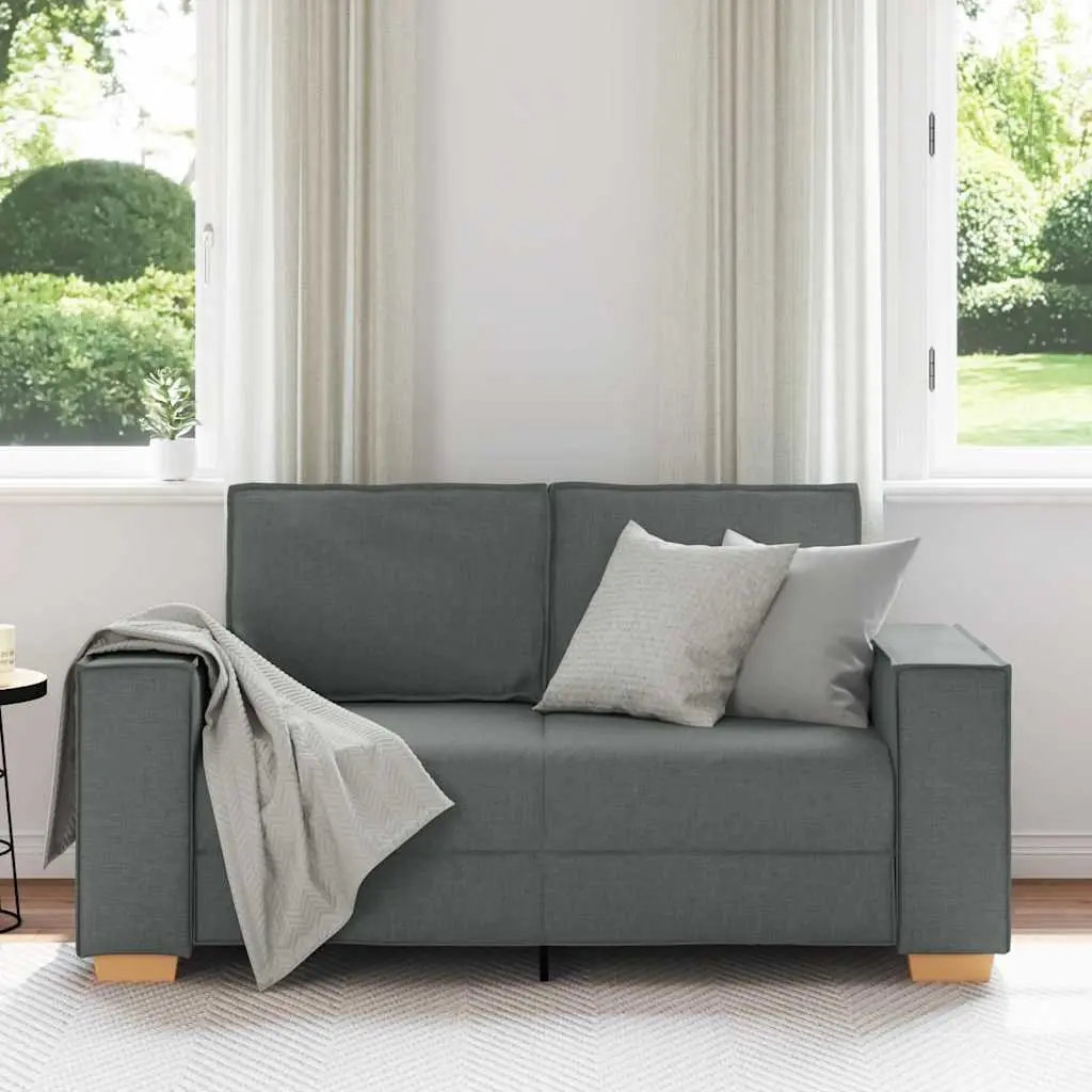 2-Seater Sofa Polyester Fabric Dark Grey 160x78x84cm Living Room Lounge Couch