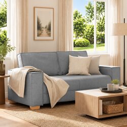 2-Seater Sofa Grey Fabric Lounge Couch Living Room Furniture Relaxing Seat
