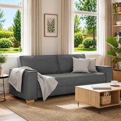 Versatile 3-Seater Grey Sofa Perfect for Living Rooms and Offices 220x78x84cm