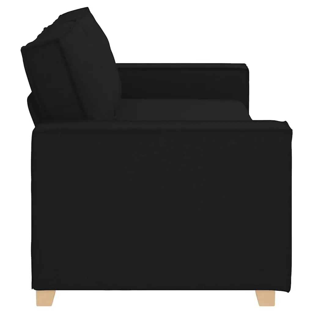 3-Seater Sofa Black Polyester Fabric 220x78x84cm Wooden and Metal Frame Upholstered Couch