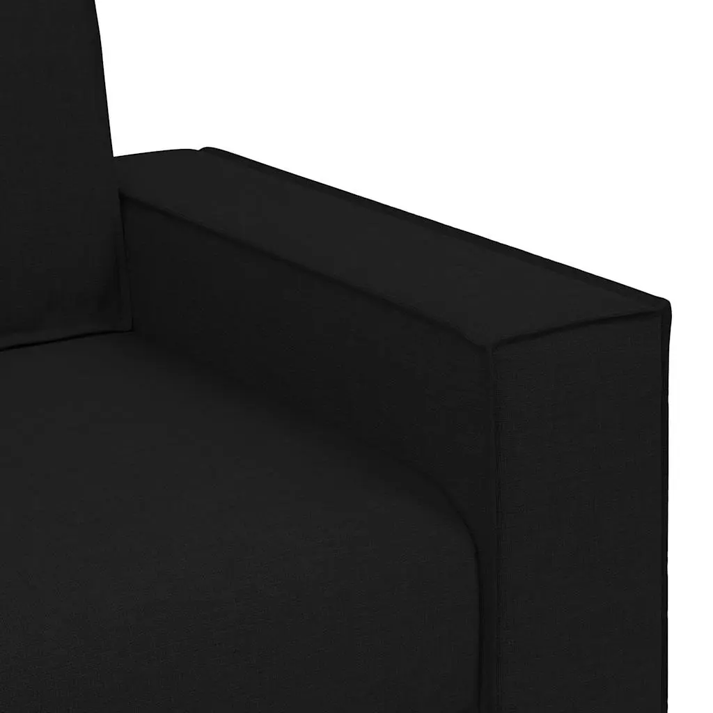 3-Seater Sofa Black Polyester Fabric 220x78x84cm Wooden and Metal Frame Upholstered Couch