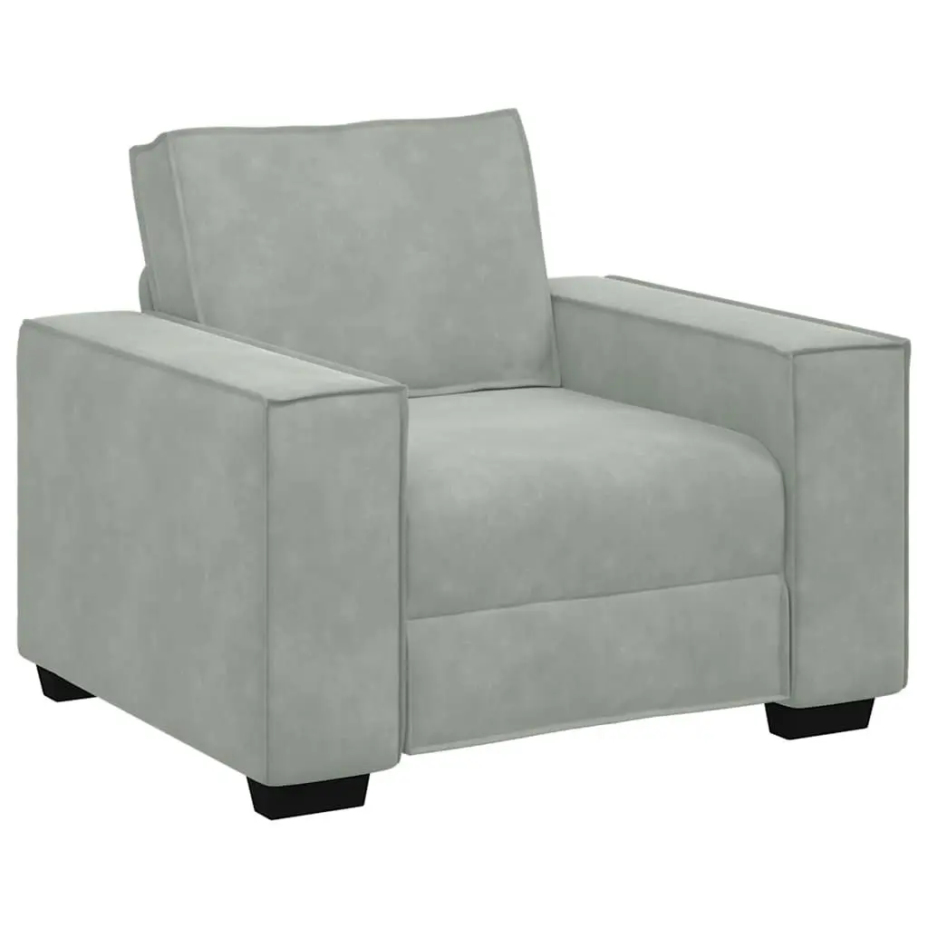 Sofa Chair Light Grey Velvet Upholstered Armchair Lounge Seating Furniture