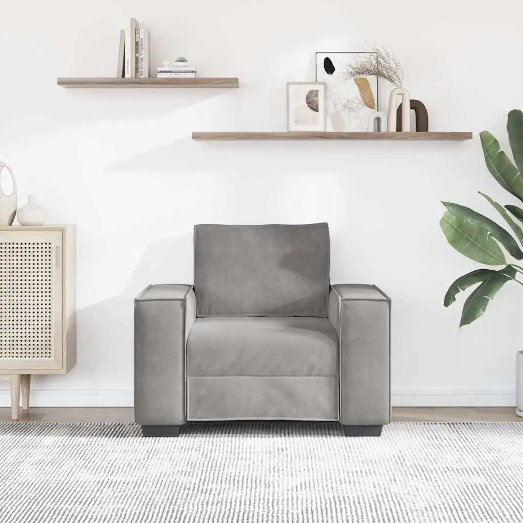 Sofa Chair Light Grey Velvet Upholstered Armchair Lounge Seating Furniture