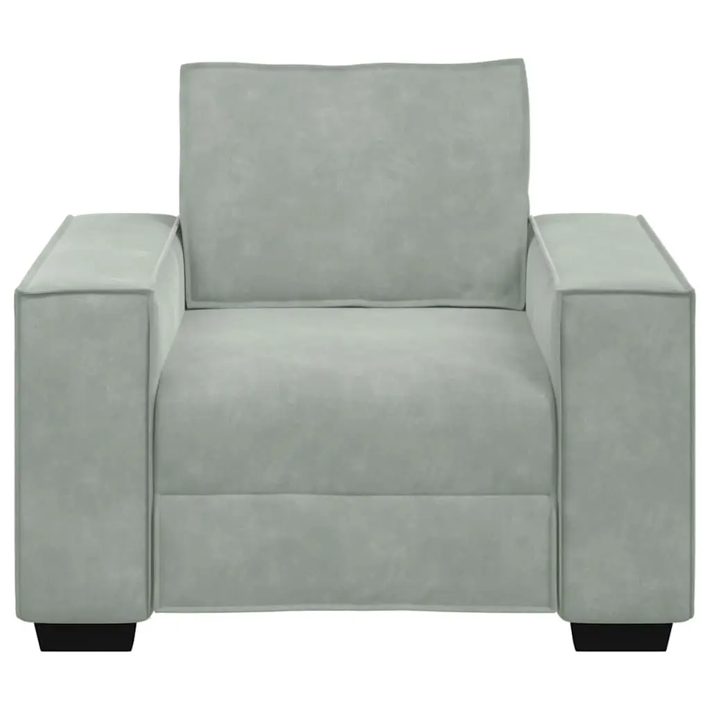 Sofa Chair Light Grey Velvet Upholstered Armchair Lounge Seating Furniture