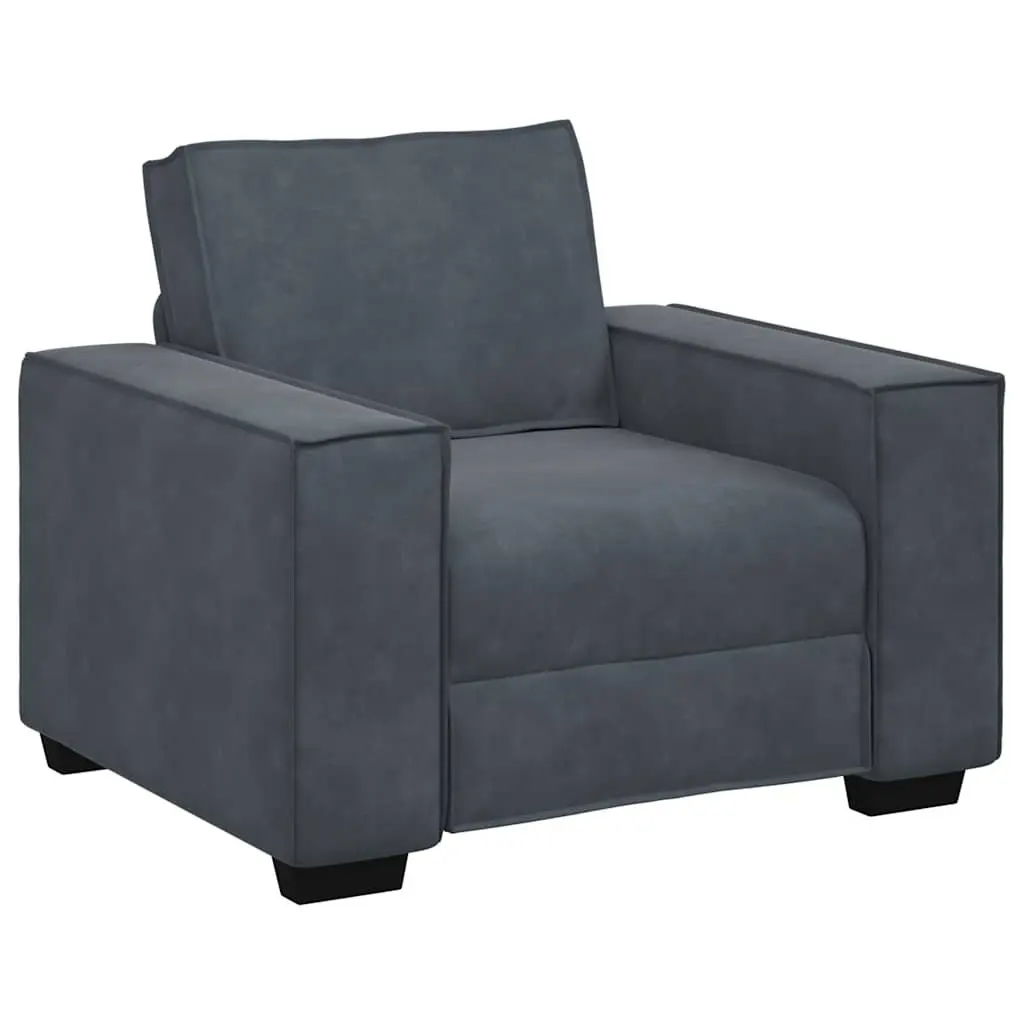 Sofa Chair Grey Velvet Lounge Seat Armrest Relaxing Living Room Furniture