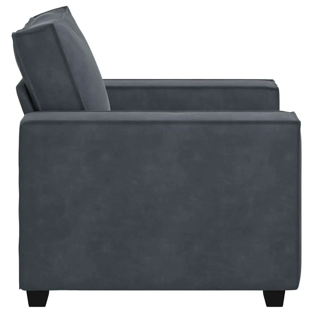 Sofa Chair Grey Velvet Lounge Seat Armrest Relaxing Living Room Furniture