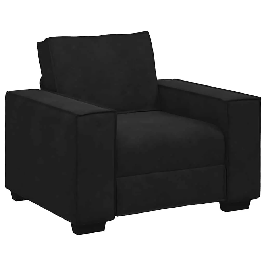 Black Velvet Sofa Chair Lounge Seating Armrest Relaxing Living Room Bedroom