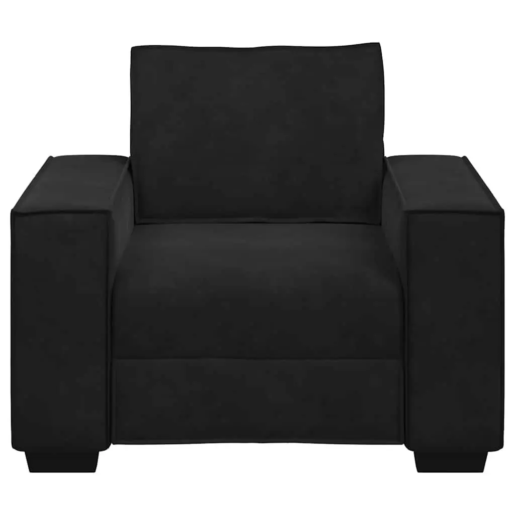 Black Velvet Sofa Chair Lounge Seating Armrest Relaxing Living Room Bedroom
