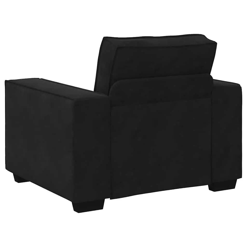 Black Velvet Sofa Chair Lounge Seating Armrest Relaxing Living Room Bedroom