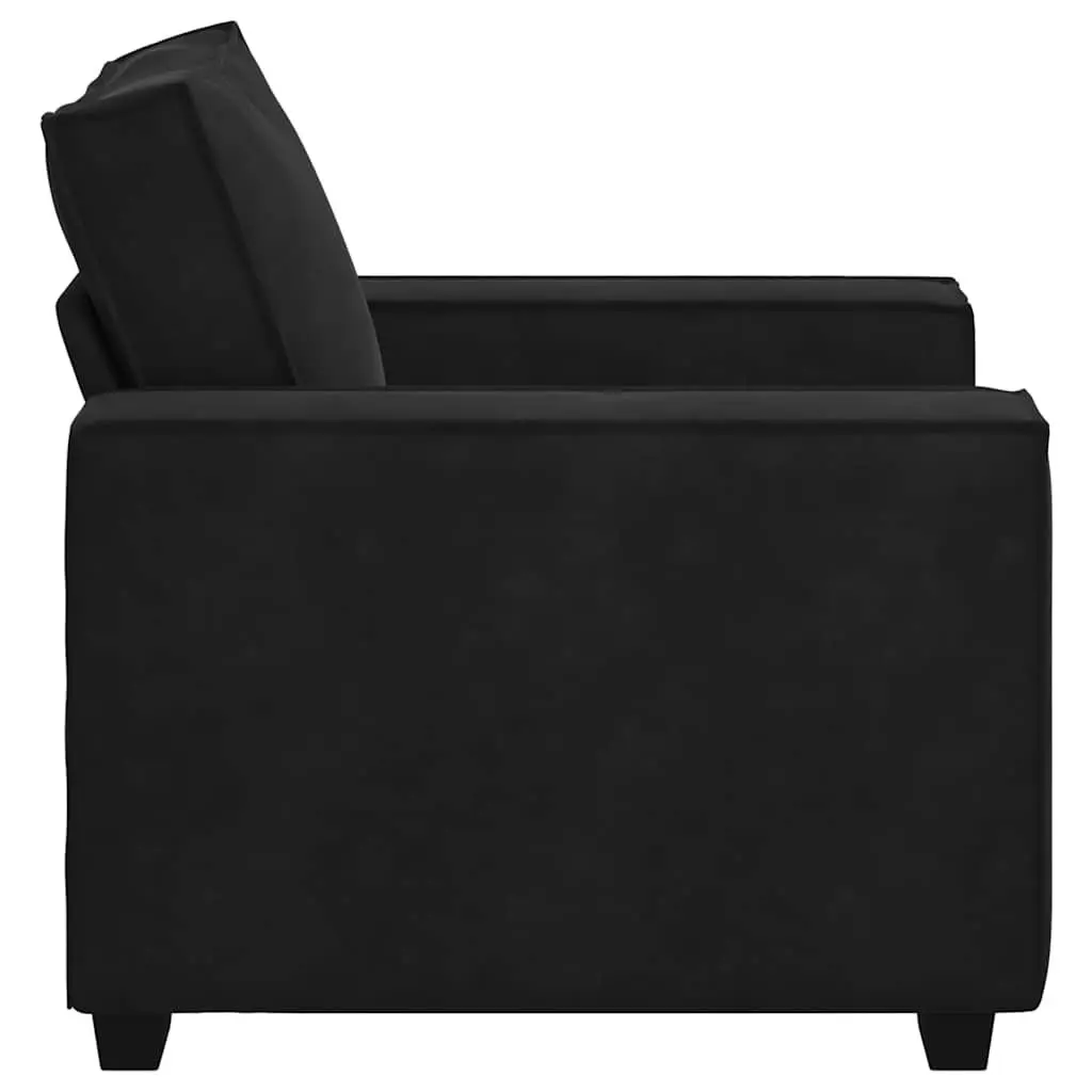 Black Velvet Sofa Chair Lounge Seating Armrest Relaxing Living Room Bedroom