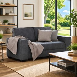 2-Seater Sofa Grey Velvet Upholstered Lounge Couch Living Room Furniture