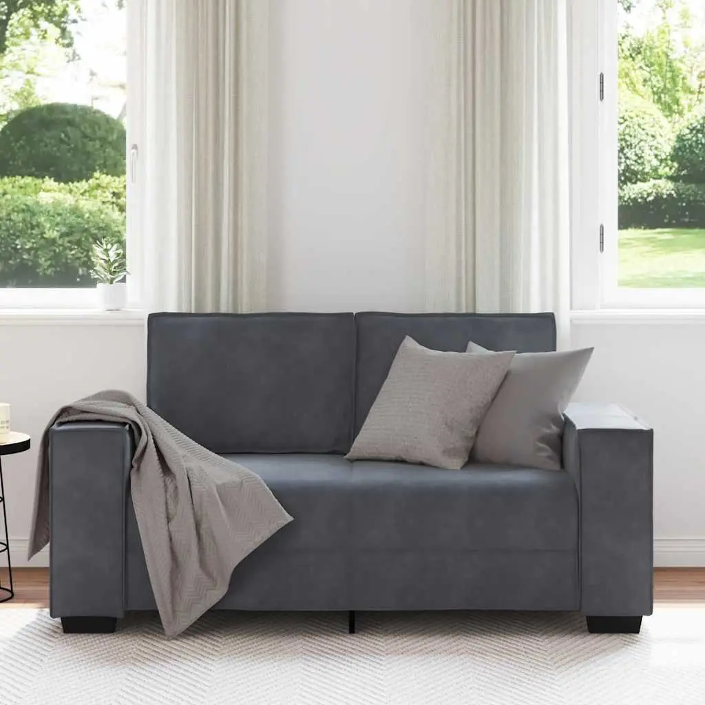2-Seater Sofa Velvet Upholstered Grey Living Room Furniture