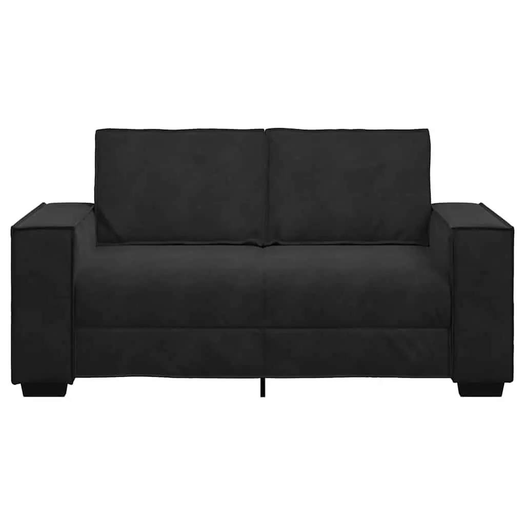 2-Seater Sofa Velvet Black Living Room Furniture Couch Armrests