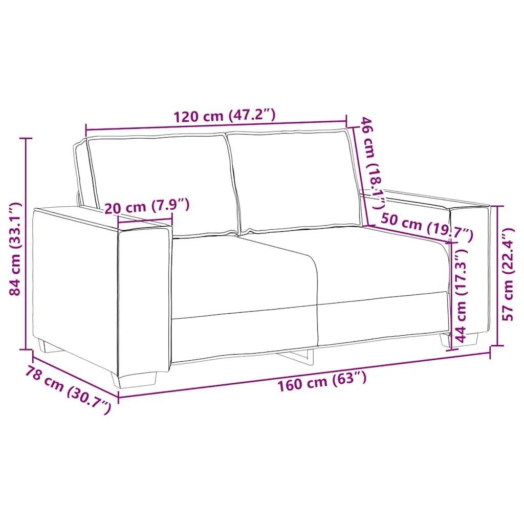 2-Seater Sofa Velvet Black Living Room Furniture Couch Armrests