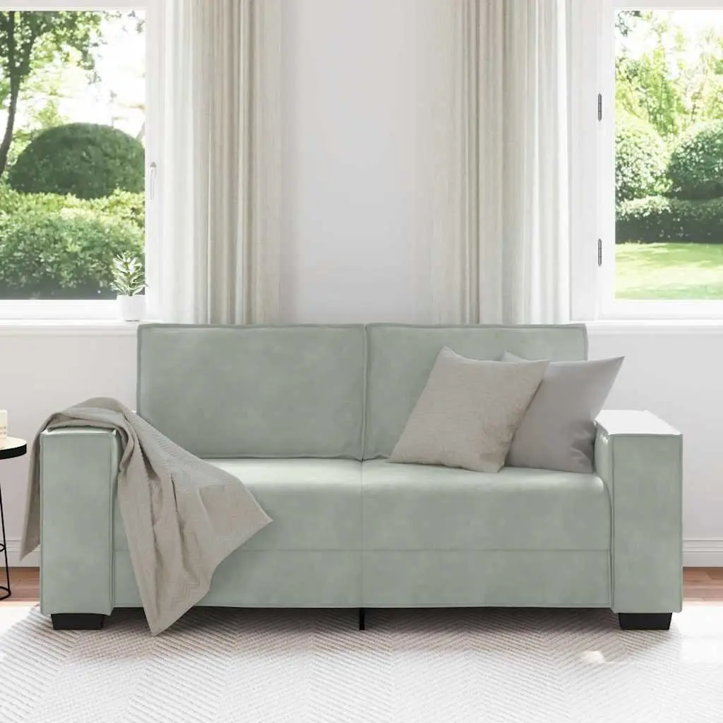 2-Seater Sofa Light Grey Velvet Lounge Couch Living Room Furniture Relaxing