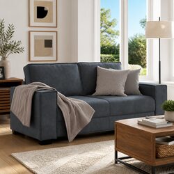 2-Seater Sofa Dark Grey Velvet Living Room Furniture Lounge Couch Padded Seat