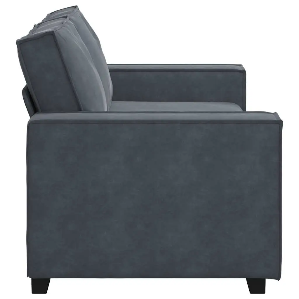 2-Seater Sofa Velvet Dark Grey Padded Seat Wooden and Metal Frame