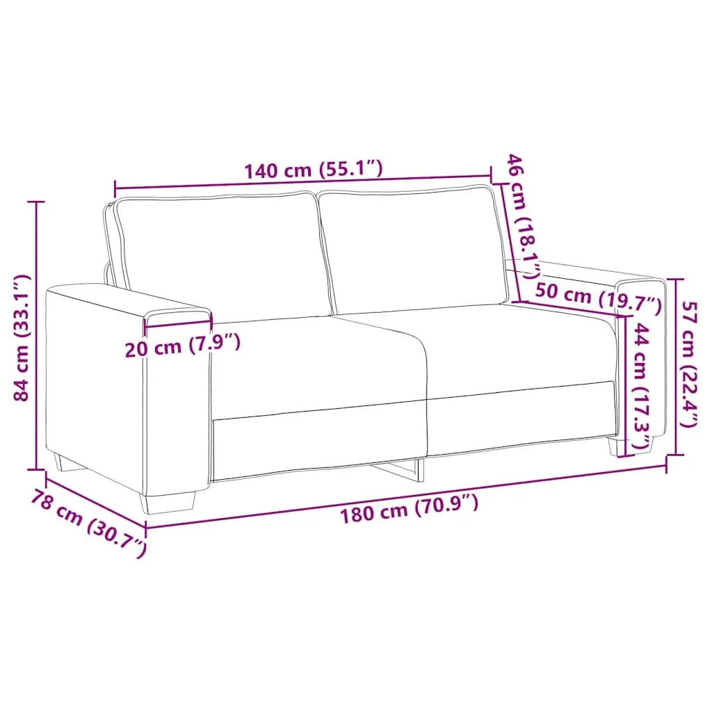 2-Seater Sofa Velvet Dark Grey Padded Seat Wooden and Metal Frame