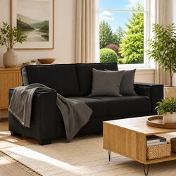 Practical 2-Seater Black Velvet Sofa for Your Home